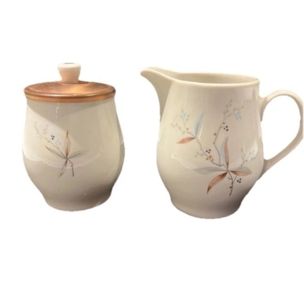 Syracuse FINESSE Sugar Bowl‎ with Copper Lid & Creamer Carefree True China